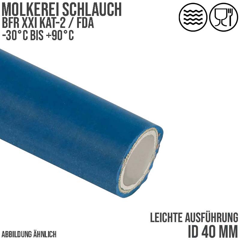 40 mm Molkerei Lebensmittel Schlauch leicht BfR FDA NBR NVC blau weiß - PN 10 bar