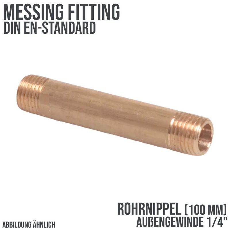 1/4" Rohrnippel Nr. 23 - 100 mm Außen x Außengewinde AG Messing Fittings PN 40 bar