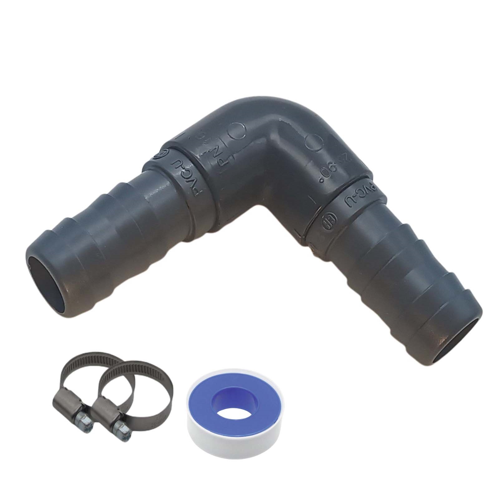 25 mm PVC PROFI Winkel 90° Schlauch Verbinder Stutzen Tülle Pool Teich Garten - PN 10 bar - Montage-Set