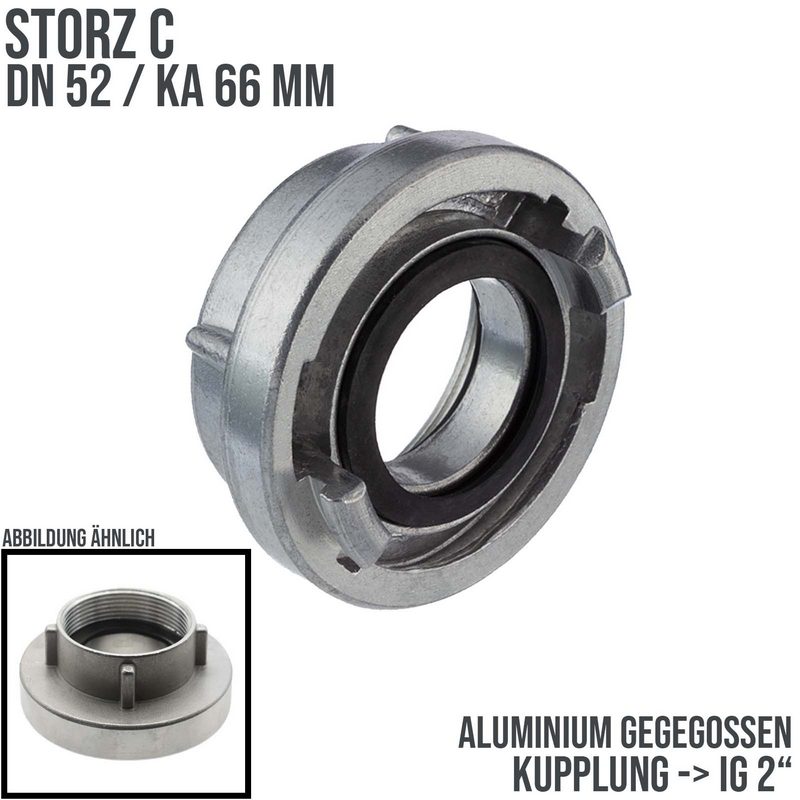 STORZ C DN 52 KA 66 Kupplung Innengewinde IG 2" Saug Bau Feuerwehr Schlauch Aluminium - PN 10 bar