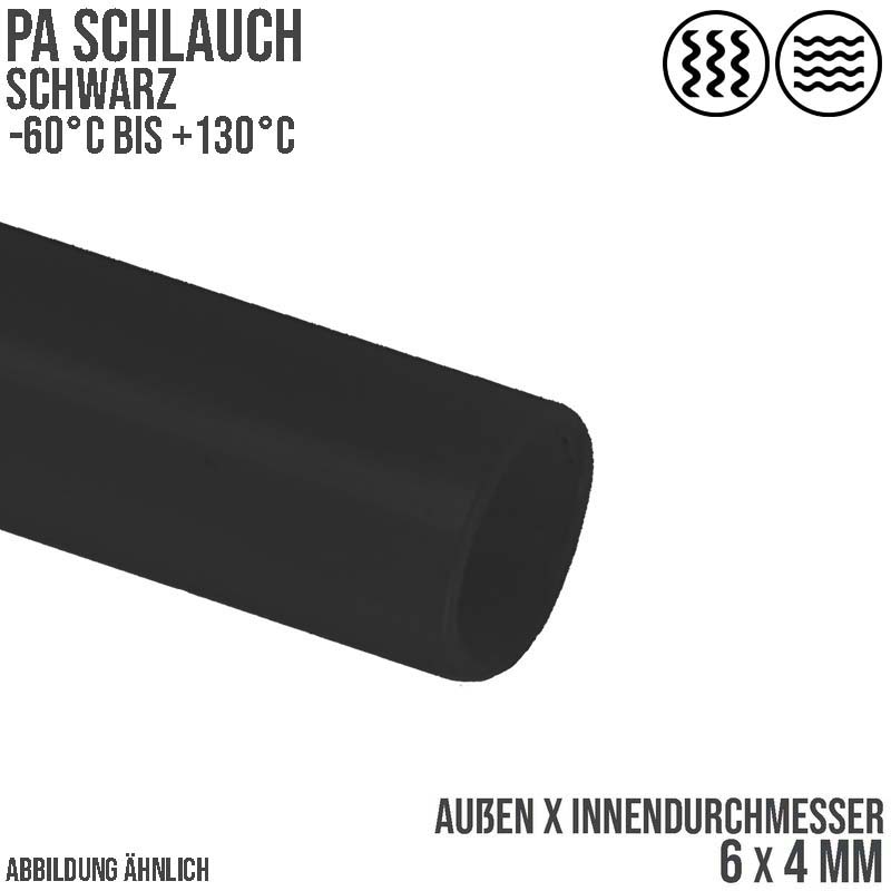 6 x 4 mm Polyamid PA Pneumatik Schlauch schwarz - PN 27 bar