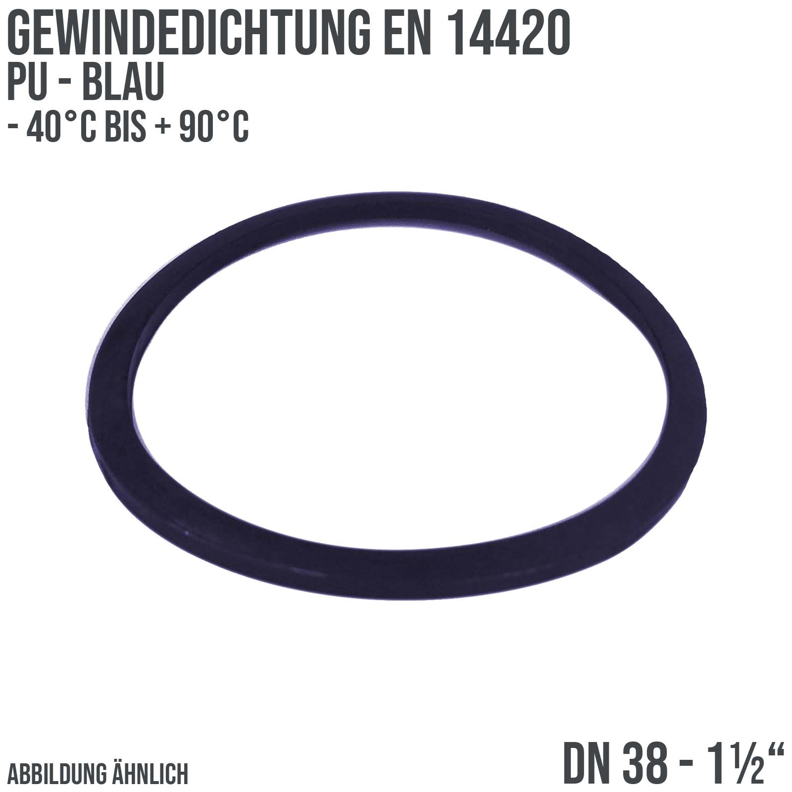 1 1/2" Zoll Gewindedichtung EN 14420 PU blau DN 38