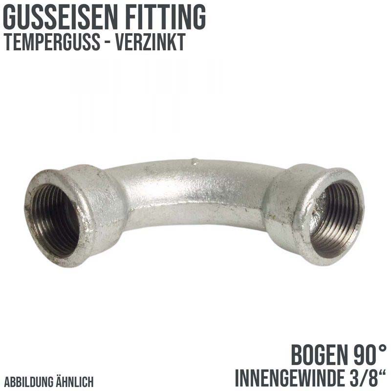 3/8" Gusseisen Temperguss Fitting Nr. 2 Bogen 90° Innengewinde IG PN 25 bar