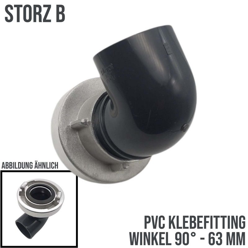 STORZ B DN 75 KA 89 Übergangsstück Adapter -> 63 mm PVC-U Klebe Fitting Winkel 90°