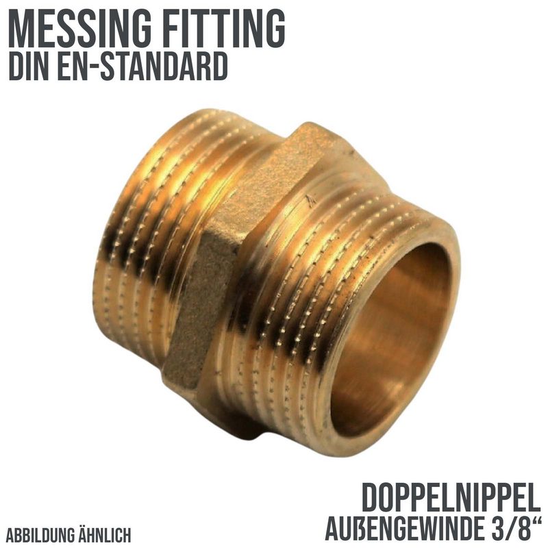 3/8" Doppelnippel Nr. 280 Aussen x Aussengewinde  AG Messing Fittings PN 30 bar