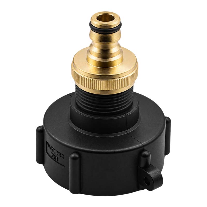 S60 x 6 IBC Adapter auf Click-Hahnanschluss Quick Connect - Messing