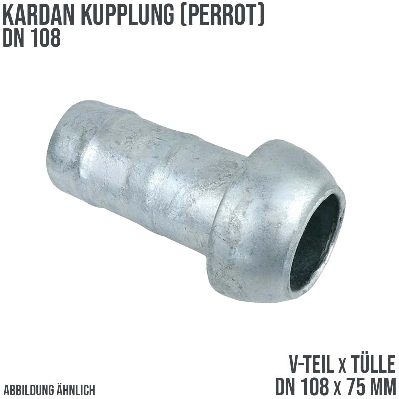 DN 108 Kardan Perrot Kupplung V-Teil mit Tülle Stutzen 75 mm Gülle Schlamm Schlauch