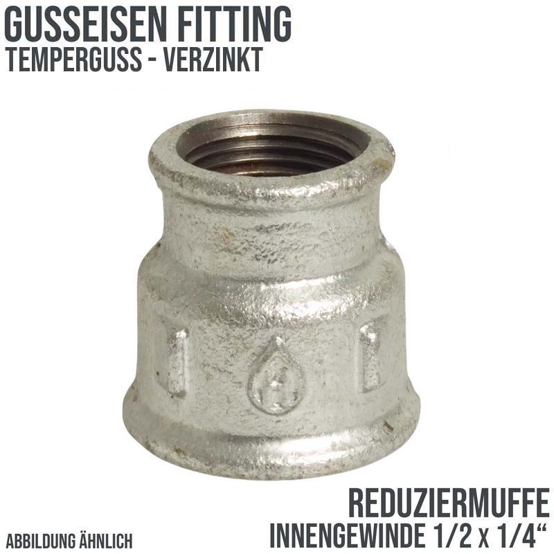 1/2" x 1/4" Gusseisen Temperguss Reduziermuffe Nr. 240 Innengewinde IG PN 25 bar