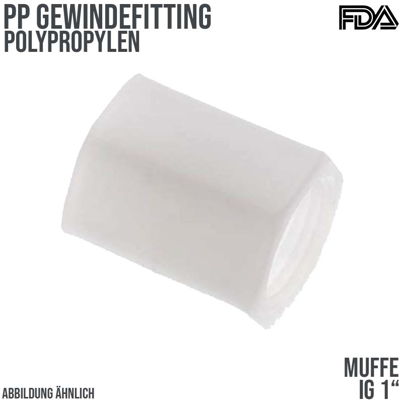 1" PP Gewinde Fitting FDA Muffe 2-fach Innengewinde Verbinder beige - PN 10 bar