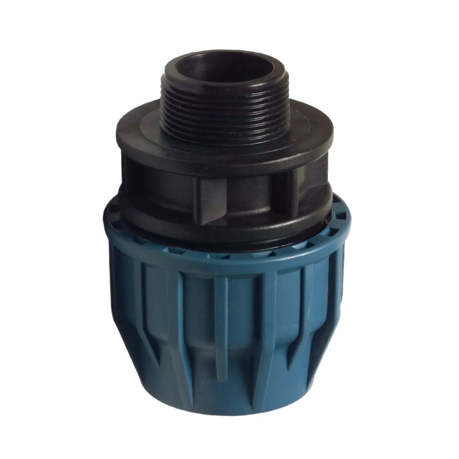 63 mm x 2 1/2" PE PP Fitting Klemm Verbinder Verschraubung Muffe Rohr Kupplung x AG DVGW - PN 16 bar