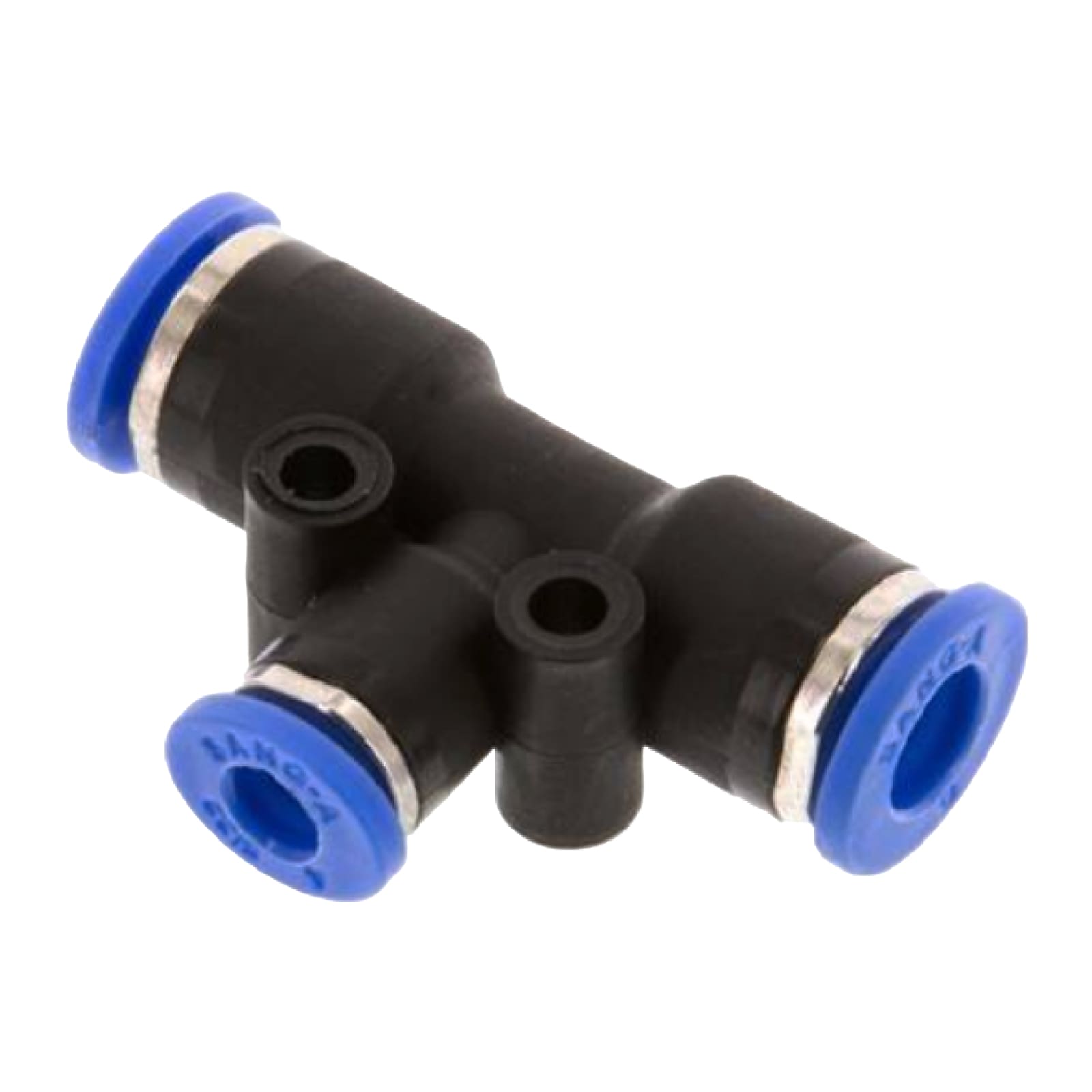 14 -> 8 mm Pneumatik Schnell Steck Verbinder IQS T-Stück 90° reduziert blau/schwarz PA PU Schlauch - PN 20 bar