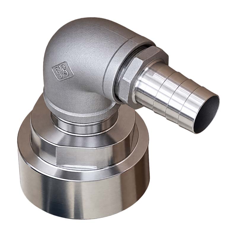 19 mm 3/4 " S60 x 6 IBC Container Edelstahl (AISI 316) 90° Winkel Anschluss Set Schlauch Tülle Stutzen - PN 16 bar