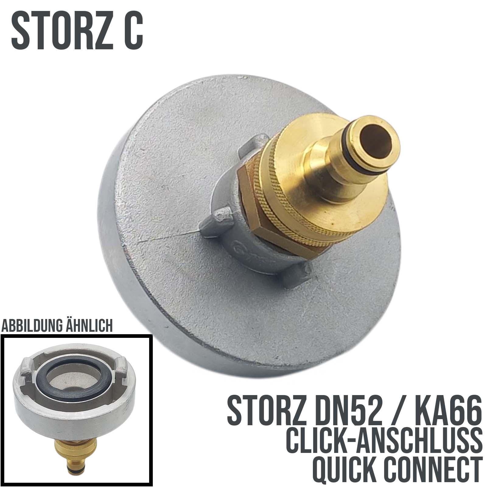 STORZ C DN 52 KA 66 Übergangsstück Adapter -> Click-Anschluss Quick-Connect Messing Pumpen Anschluss