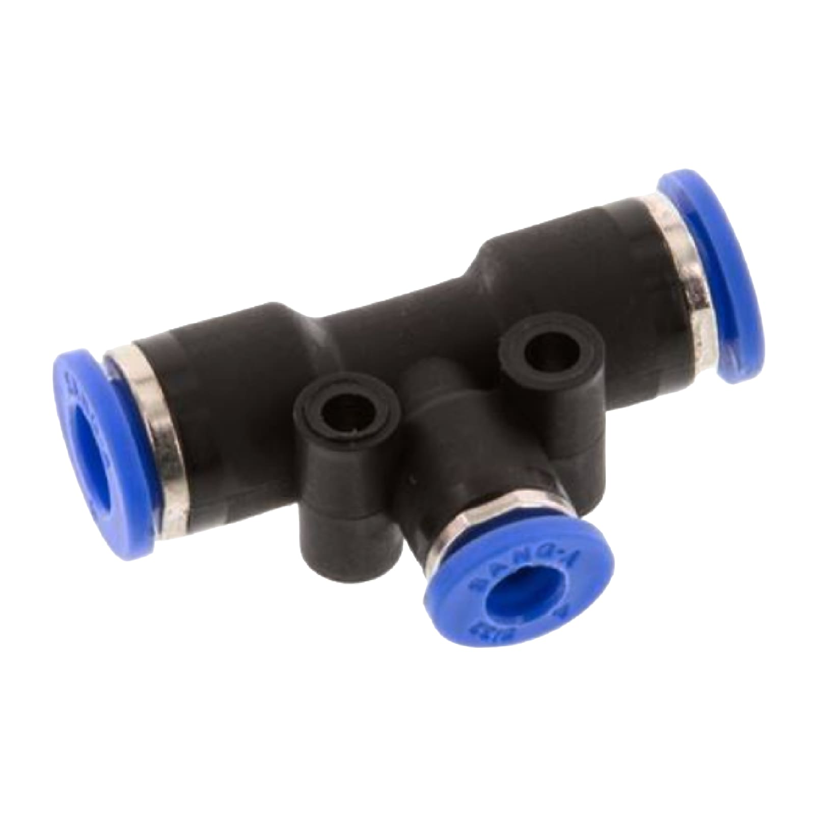 14 -> 8 mm Pneumatik Schnell Steck Verbinder IQS T-Stück 90° reduziert blau/schwarz PA PU Schlauch - PN 20 bar