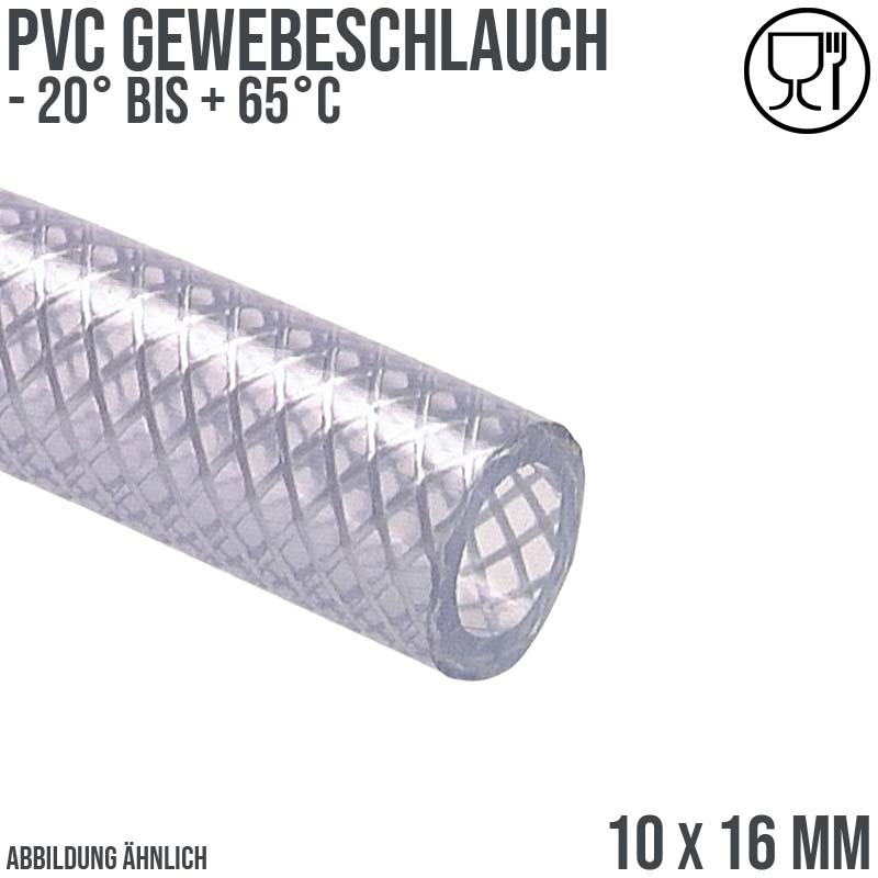 10 x 16 mm Gewebe Druckluft Universal Wasser Luft Kompressor Schlauch transparent PN 21 bar