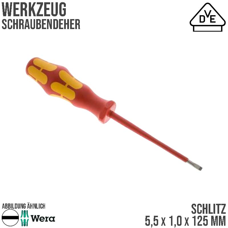 5,5 x 1,0 x 125 mm VDE Schrauben Dreher Zieher - Wera Kraftform Plus 300