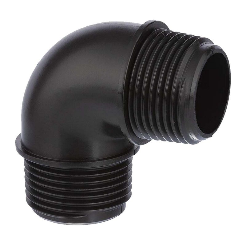 1 1/2 " PP Gewinde Fitting Winkel 90° schwarz Außen x Außengewinde IG Polypropylen - PN 10 bar