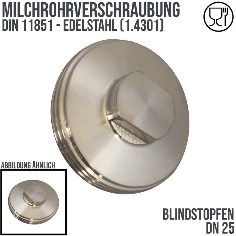 DN 25 Milchrohr Verschraubung DIN 11851 Stopfen Verschluss Außengewinde AG - PN 25 bar