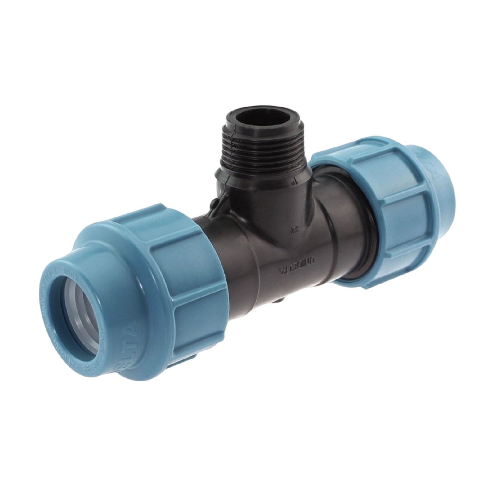 63 mm x 2" PE PP Fitting Klemm Verbinder Verschraubung Rohr T-Stück 90° x AG DVGW - Unidelta 
