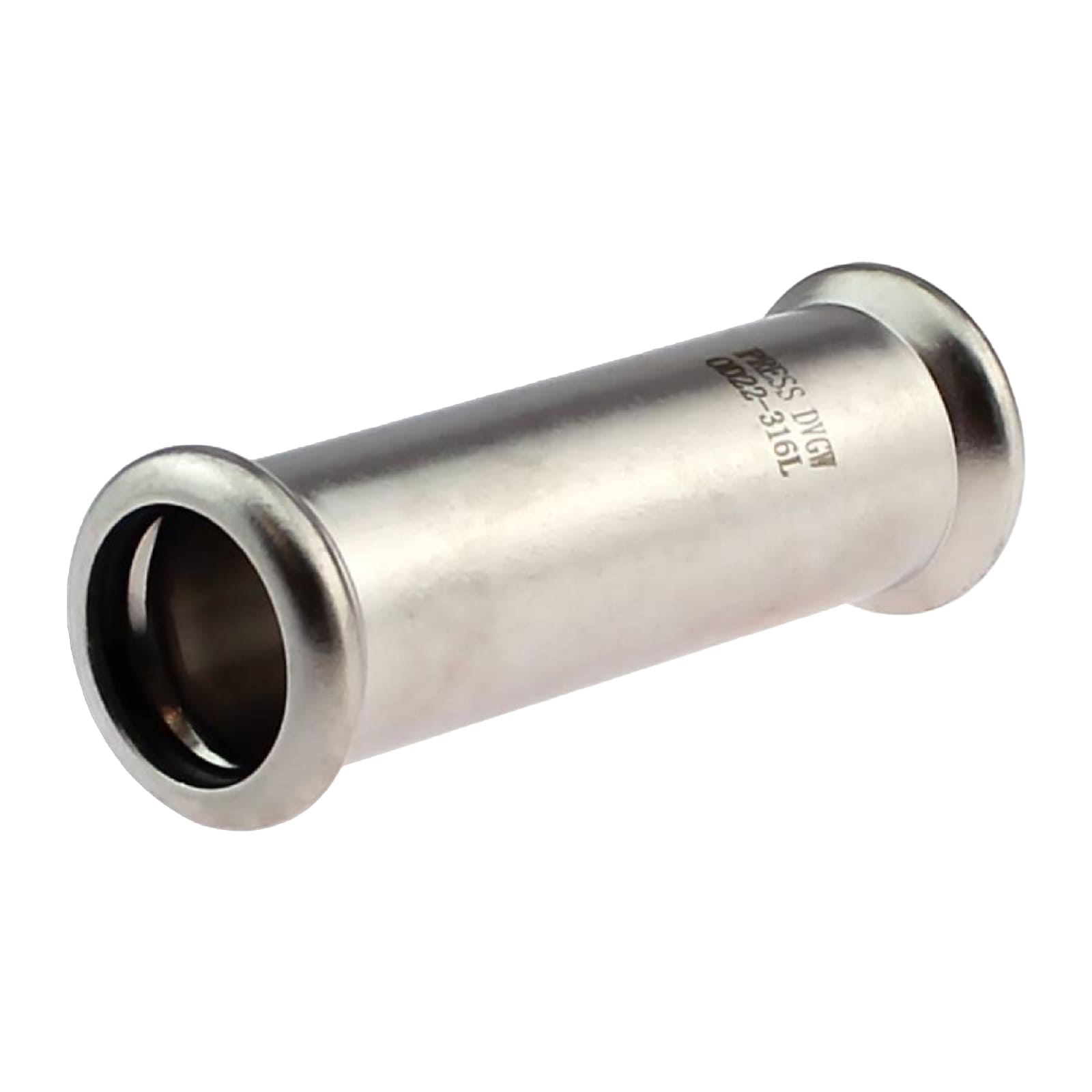 54 x 1,5 mm Schiebe Press Muffe Edelstahl AISI 316 Fittings PN 16 bar
