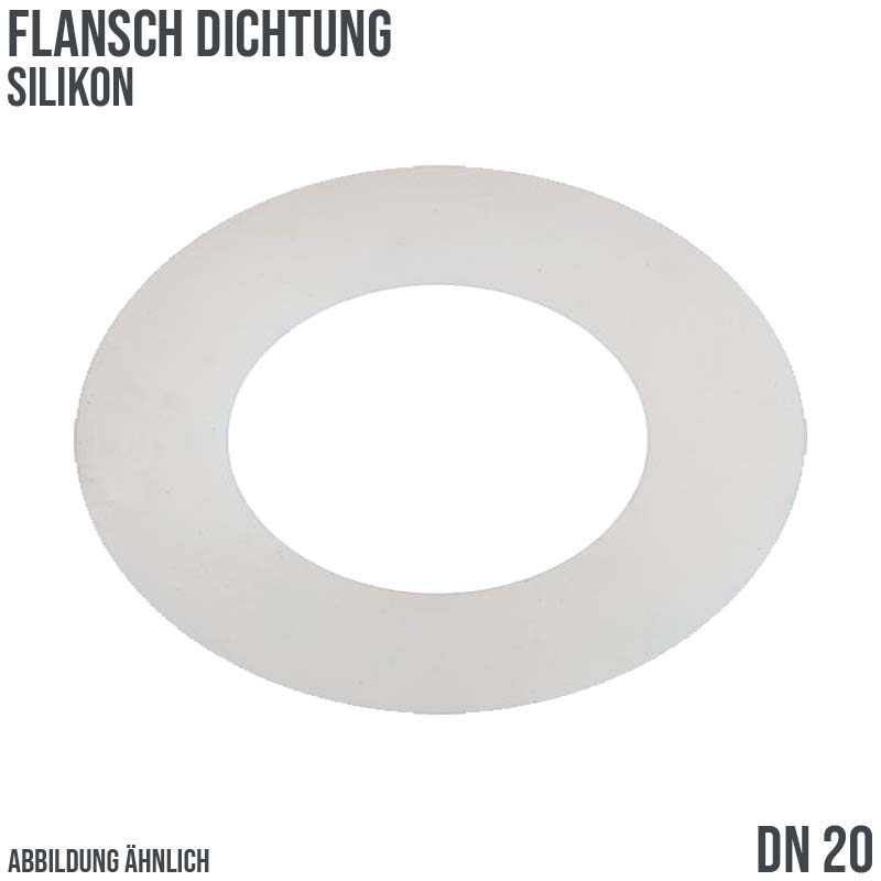 DN 20 Flansch Dichtung 28 x 60 x 3 mm Silikon weiss