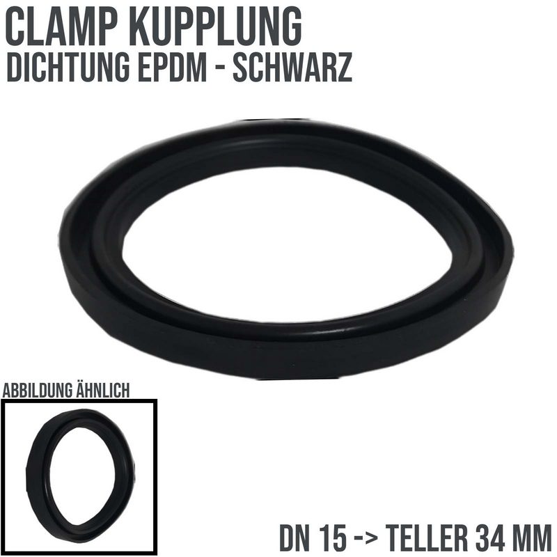 DN 15 CLAMP Kupplung 34 mm Dichtung EPDM FDA - schwarz