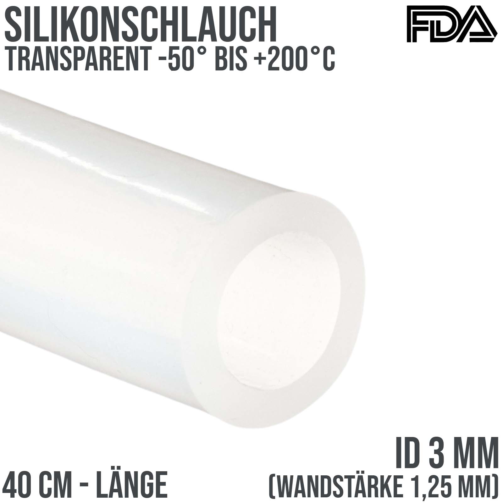 3 x 5,5 mm Silikon Silicon Milch Schlauch transparent lebensmittelecht FDA 0,60 bar - 40 cm