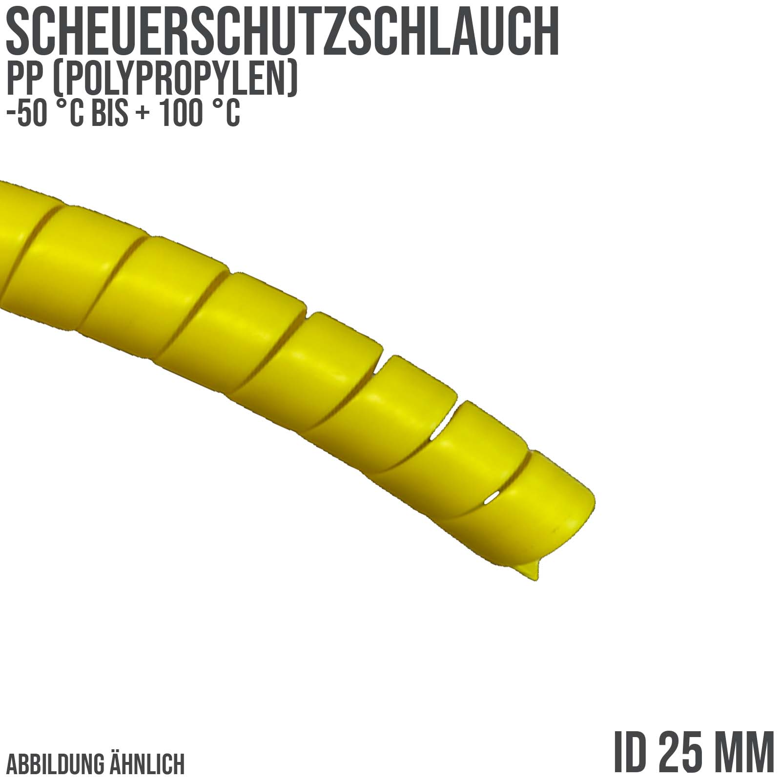 25 x 2,0 mm PP Scheuer Schutz Bündel Schlauch gelb