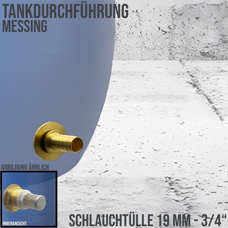 Tank Regen Tonnen Durchführung Messing Schlauch Tülle Stutzen 19mm (3/4") - Anschuss Set PN 10 bar