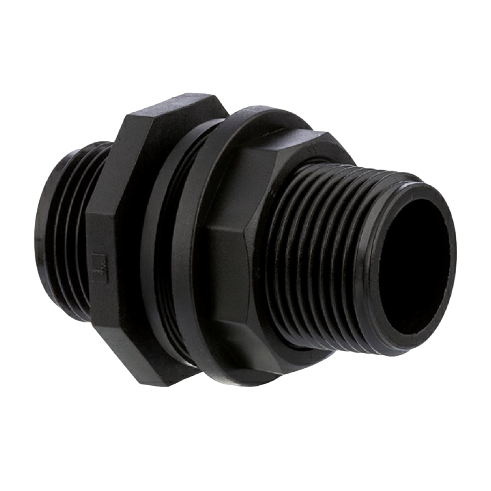 1" PP Tank Regen Tonnen Durchführung Connector 2-fach Außengewinde  - PN 10 bar